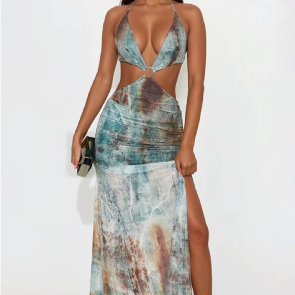 Fashion Nova Backless Multi-Color Dress